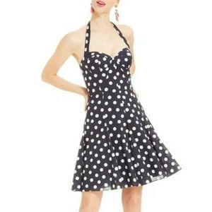Betsy Johnson Navy Polka Dot Halter Dress